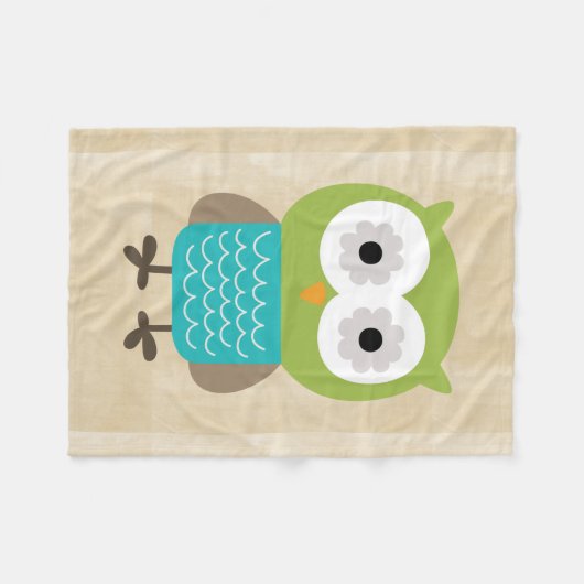 Retro rustikale kundenspezifische Eule Fleecedecke (Vorderseite (Horizontal))