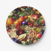 Retro Rustikale Sommer Tropisches Obst Gemüse Pappteller (Vorderseite)