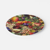 Retro Rustikale Sommer Tropisches Obst Gemüse Pappteller (Schrägansicht)