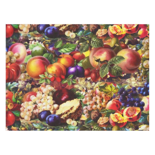 Retro Rustikale Sommer Tropisches Obst Gemüse Tischdecke (Vorderseite (Horizontal))