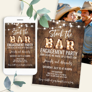 Retro-Rustikale Verlobungsparty Einladung