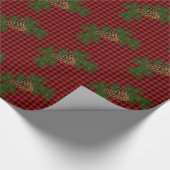 Retro rustikaler roter Büffel karierter Kiefernzap Geschenkpapier (Ecke)