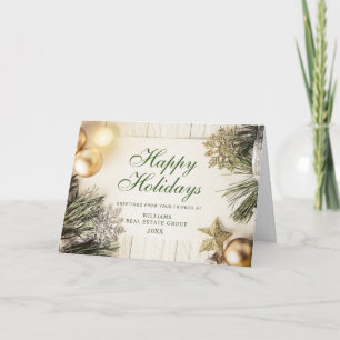 Retro-rustikaler Weihnachtsschmuck Firmen-Gruß Feiertagskarte