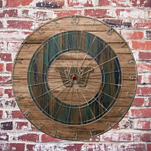 Retro Rustikales Mit Monogramm Holz Dartscheibe