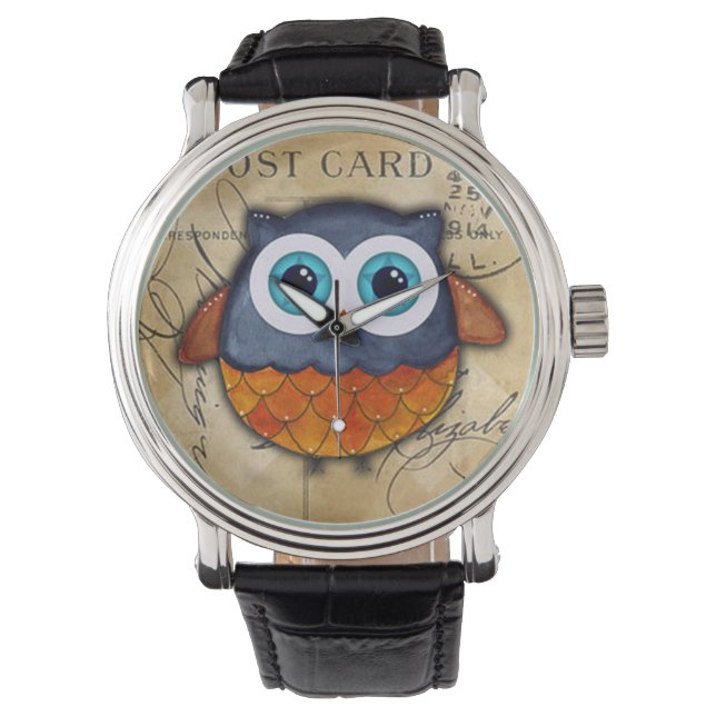 Retro Rustikales Owl Armbanduhr (Vorderseite)