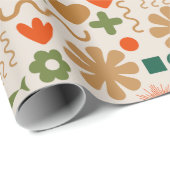 Retro Rustikales skandinavisches Weihnachtsmuster Geschenkpapier (Rolleneckpunkt)