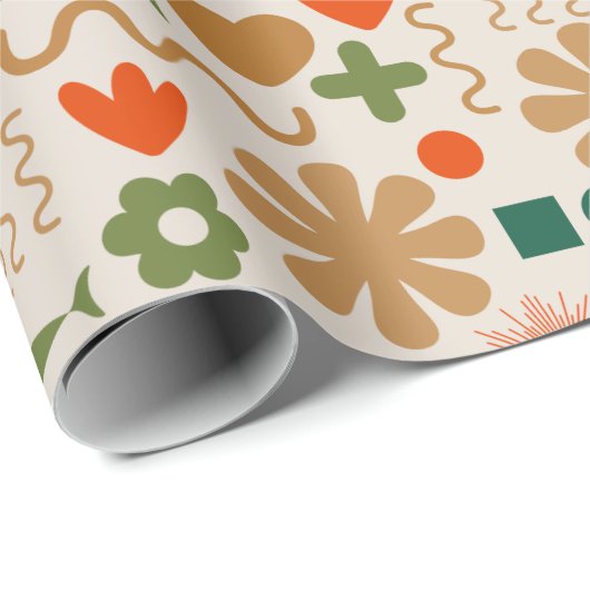 Retro Rustikales skandinavisches Weihnachtsmuster Geschenkpapier (Rolleneckpunkt)