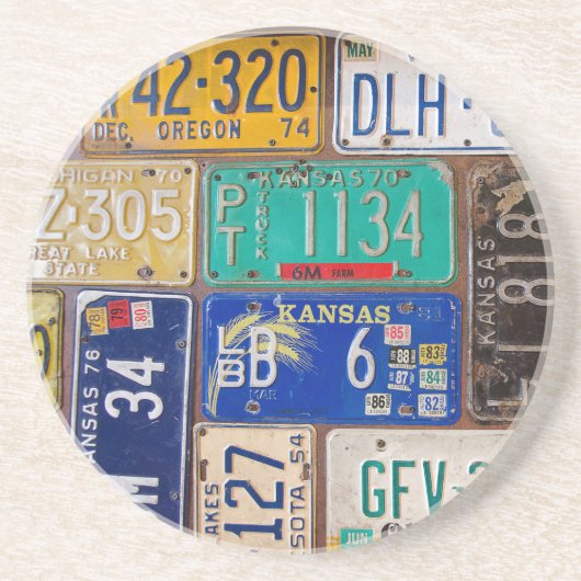 Retro Rusty License Teller Getränkeuntersetzer (Vorne)