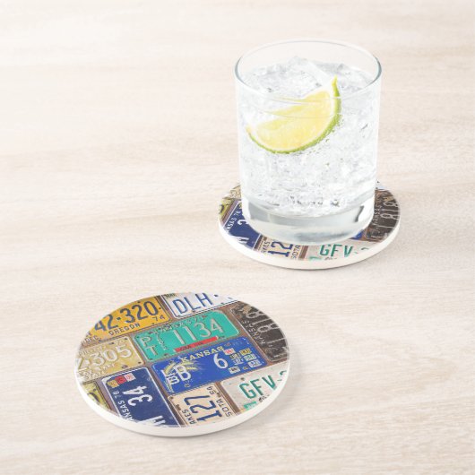 Retro Rusty License Teller Getränkeuntersetzer (Seite)