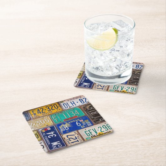 Retro Rusty License Teller Rechteckiger Pappuntersetzer (Vor Ort)