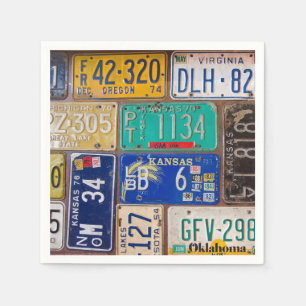 Retro Rusty License Teller Serviette