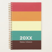 Retro Rusty Red Cream Brown Stripe 2026 Name Planer (Vorderseite)