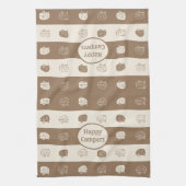 Retro RV Anhänger Happy Campers Light Brown & Crea Geschirrtuch (Vertikal)