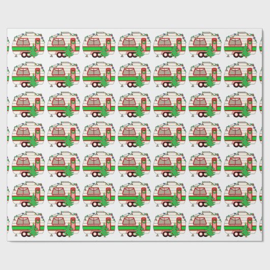Retro RV Camper | CAMPING Geschenkpapier (Flach)