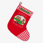 Retro RV Camper | CAMPING PERSONALISIERT Großer Weihnachtsstrumpf (Vorderansicht (hängend))