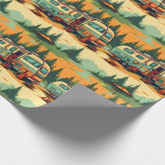 Retro RV Camper Camping Thema Geschenkpapier (Ecke)