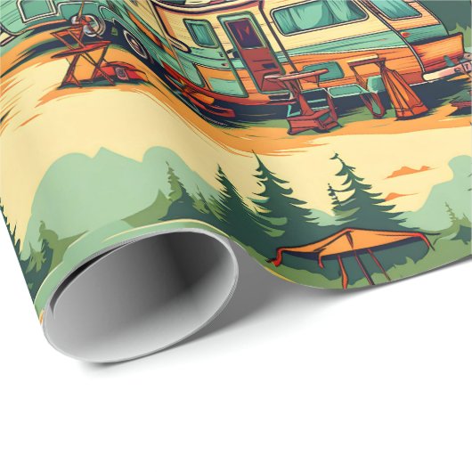 Retro RV Camper Camping Thema Geschenkpapier (Rolleneckpunkt)