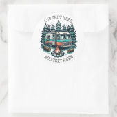 Retro RV Camper Personalisiert Runder Aufkleber (Tasche)