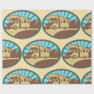 Retro-RV-Campervan-Bergabenteuer Vintage-Sonne Geschenkpapier