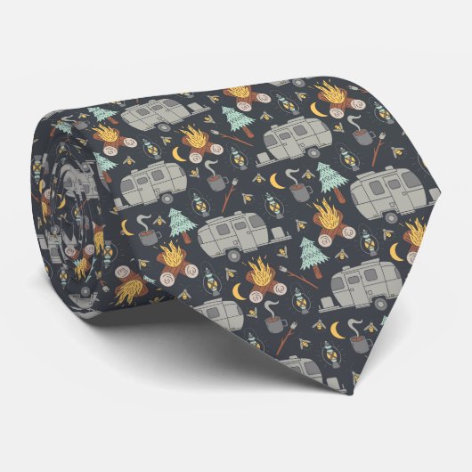Retro RV Camping Neck Tie Krawatte (Gerollt)