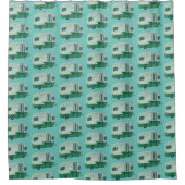 Retro RV Motorhome Anhänger Campingplatz Wasserfar Duschvorhang (Vorderseite)