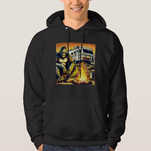 Retro RV Sasquatch Camping Hoodie (Vorderseite)
