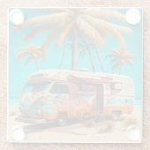 Retro RV und Palmen Glasuntersetzer (Rückseite)