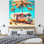 Retro RV und Palmen Leinwanddruck (Insitu (Schlafzimmer))