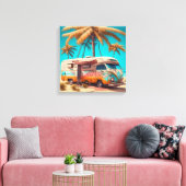 Retro RV und Palmen Leinwanddruck (Insitu (Wohnzimmer))