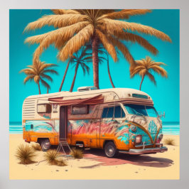 Retro RV und Palmen Poster