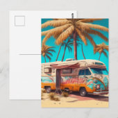 Retro RV und Palmen Postkarte (Vorne/Hinten)