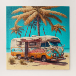 Retro RV und Palmen Puzzle