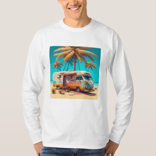 Retro RV und Palmen T-Shirt (Vorderseite)