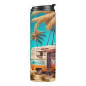 Retro RV und Palmen Thermosbecher (Nach links gedreht)