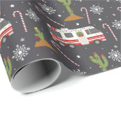 Retro Rv Wüste Cactus Christmas Pattern Wrapping Geschenkpapier (Rolleneckpunkt)
