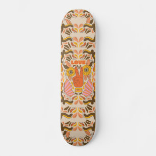 Retro &'s Vintage Hippie Print Skateboard