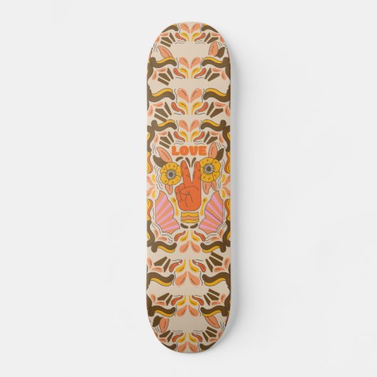 Retro & s Vintage Hippie-Print Skateboard (Vorderseite)