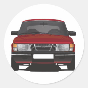 Retro Saab 900 Turbo - Rotes Klassiker-Auto Runder Aufkleber