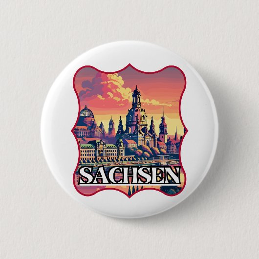Retro Sachsen Skyline Button (Vorderseite)