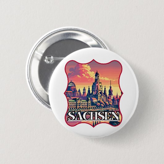 Retro Sachsen Skyline Button (Vorne & Hinten)