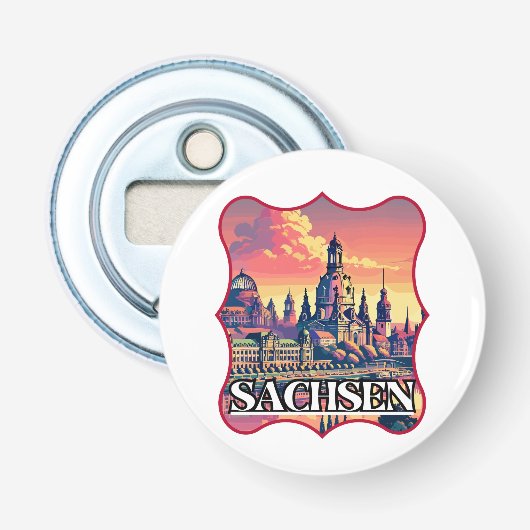 Retro Sachsen Skyline Flaschenöffner (Vorderseite)