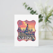 Retro Sachsen Skyline Postkarte (Stehend Vorderseite)