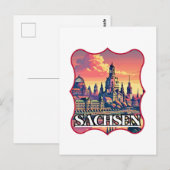 Retro Sachsen Skyline Postkarte (Vorne/Hinten)