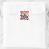 Retro Sachsen Skyline Quadratischer Aufkleber (Tasche)