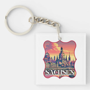 Retro Sachsen Skyline Schlüsselanhänger