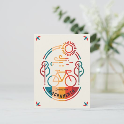 Retro Sacramento Radweg. Postkarte (Stehend Vorderseite)