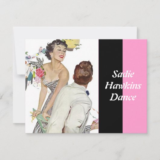 Retro Sadie Hawkins Tanz Einladungen (Vorderseite)