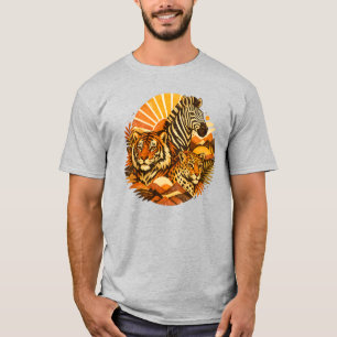 Retro-Safari-Tiermuster Vintage-Wildlife-Boho T-Shirt