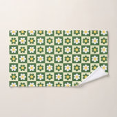 Retro Sage Green and Cream Daisy Checkerboard Badhandtuch Set (Handtuch)