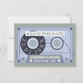 Retro Sage Green Cassette Tape Hochzeit Save The Date (Vorderseite)